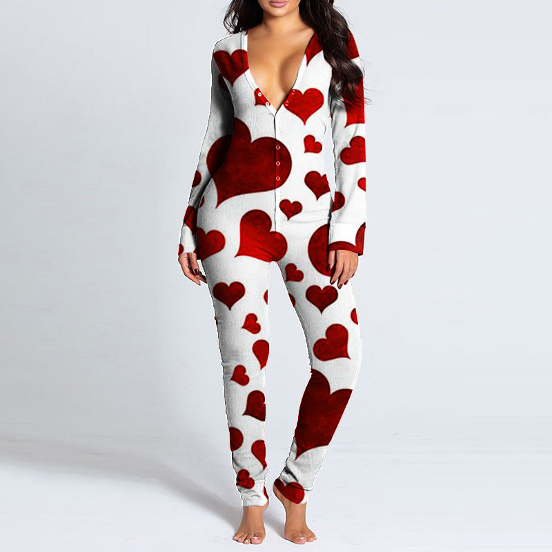 Women's onesie with heart motif and cozy fabric Lisslune