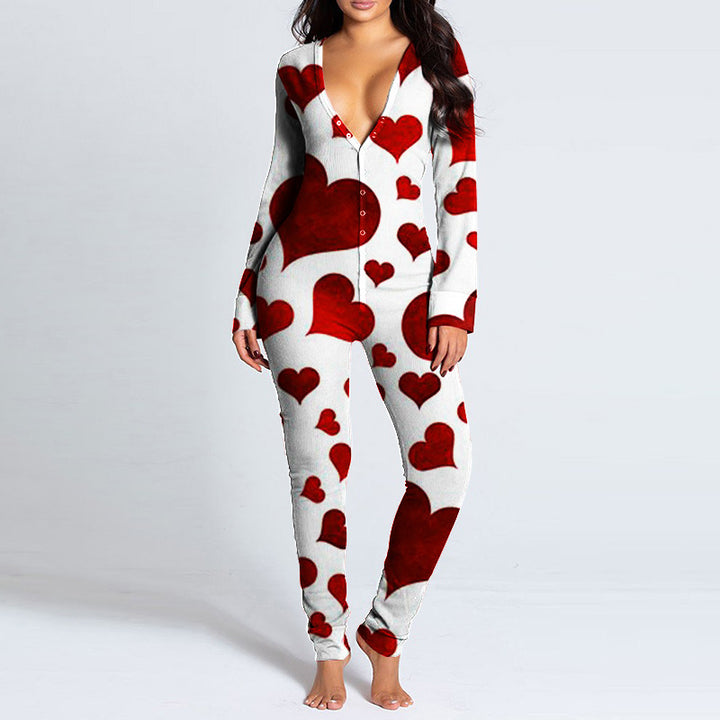 Women's onesie with heart motif and cozy fabric Lisslune