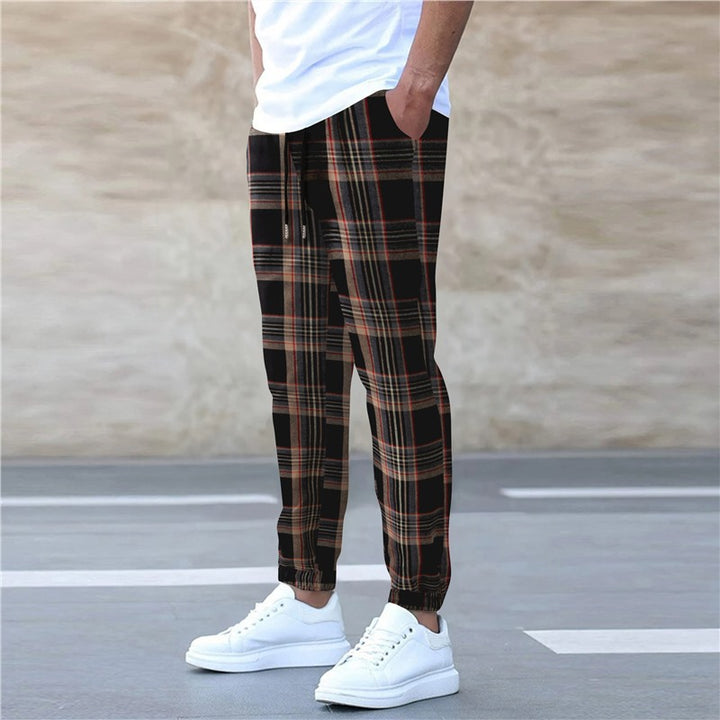 Men's comfortable flannel pants with practical side pockets and elastic waistband Lisslune