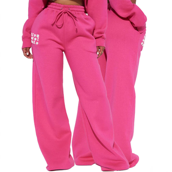 Women's wide jogging pants with elastic waistband and eye-catching lettering Lisslune