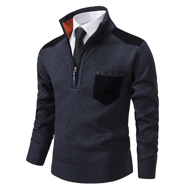 Men's elegant knitted sweater with collar and pockets Lisslune