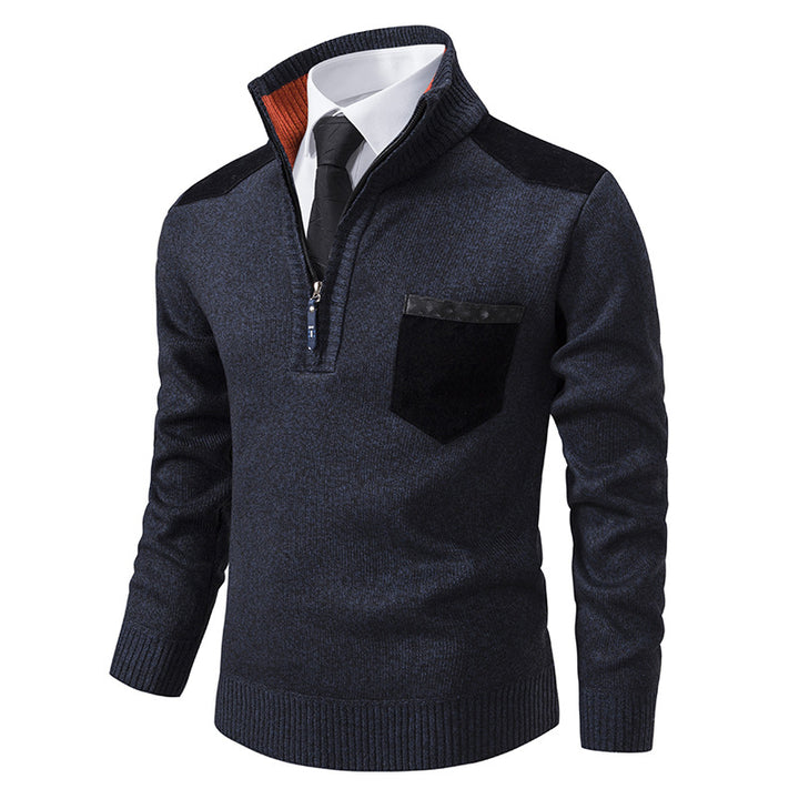Men's elegant knitted sweater with collar and pockets Lisslune