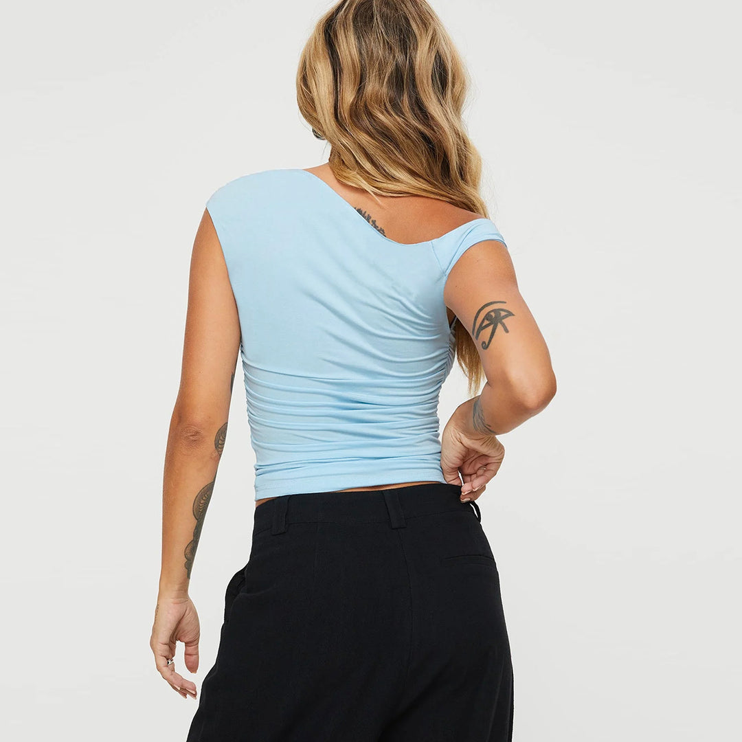Damen asymmetrisches Oberteil mit schickem Wickeldesign Lisslune