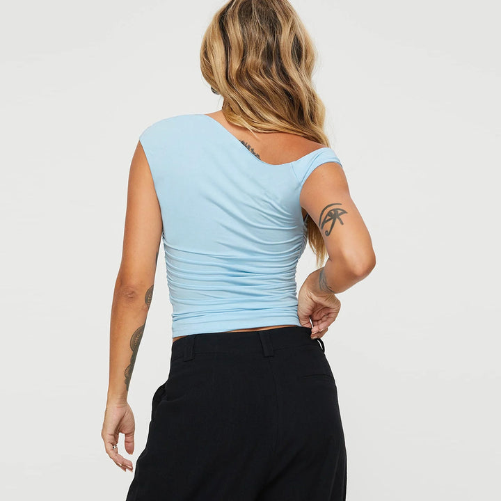 Damen asymmetrisches Oberteil mit schickem Wickeldesign Lisslune