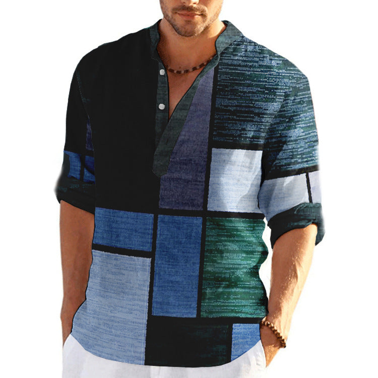 Men's Casual Short Sleeve Shirt in Modern Check Pattern Lisslune