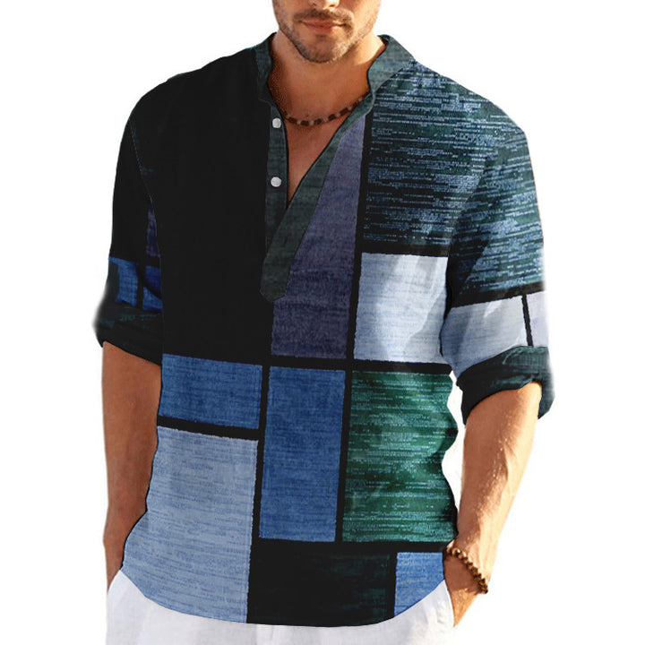 Men's Casual Short Sleeve Shirt in Modern Check Pattern Lisslune