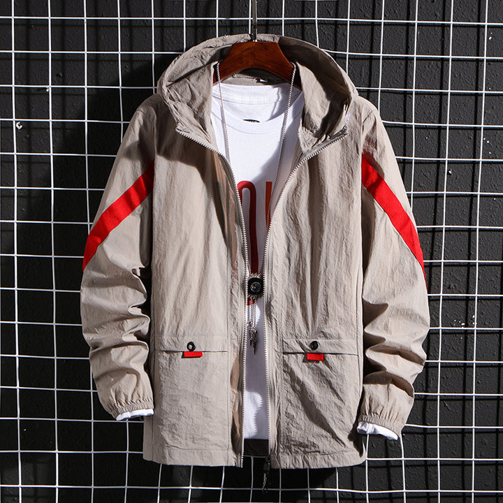 Men's Lightweight Windbreaker Jacket with Practical Pockets and Adjustable Hood Lisslune