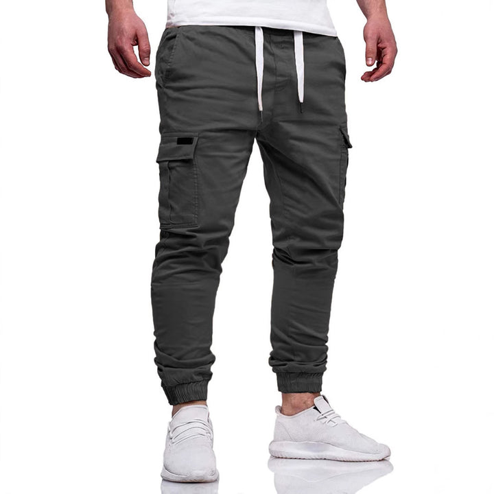 Men's Cargo Jogging Pants with Elastic Waistband and Multiple Pockets Lisslune