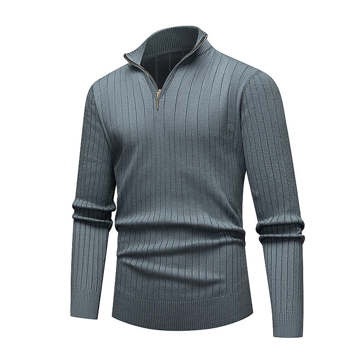 Men's high-quality knitted sweater with modern stand-up collar and zipper Lisslune