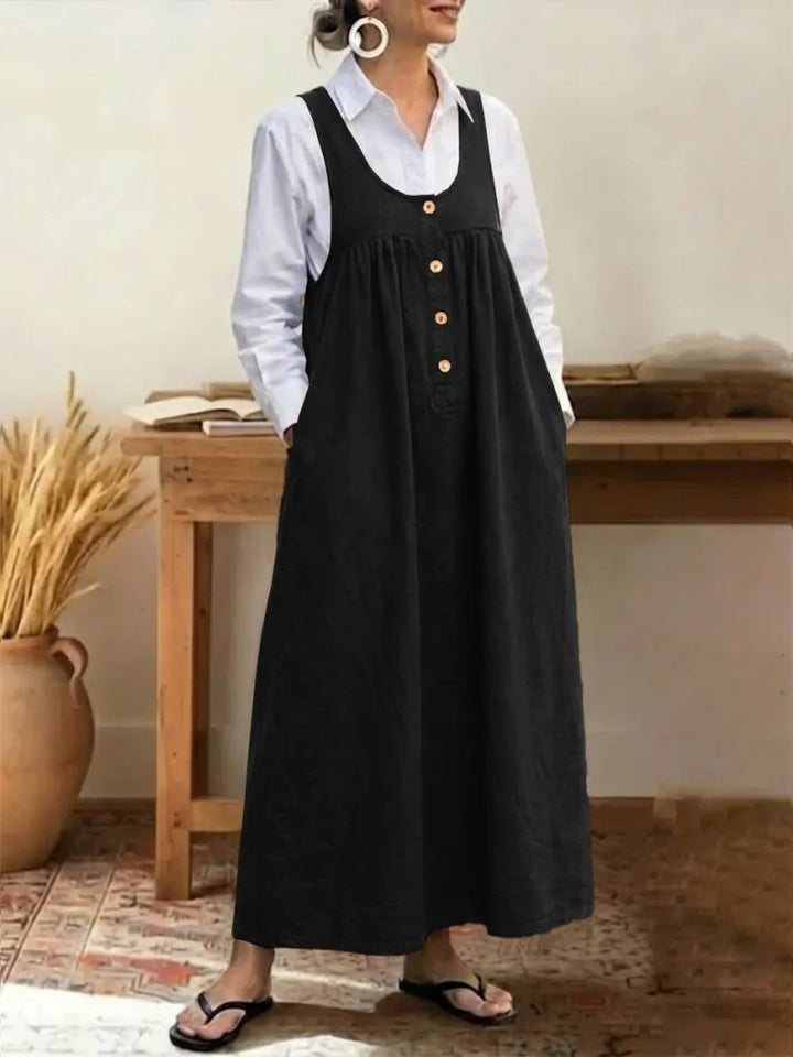 Women's maxi dress with button and pocket details Lisslune