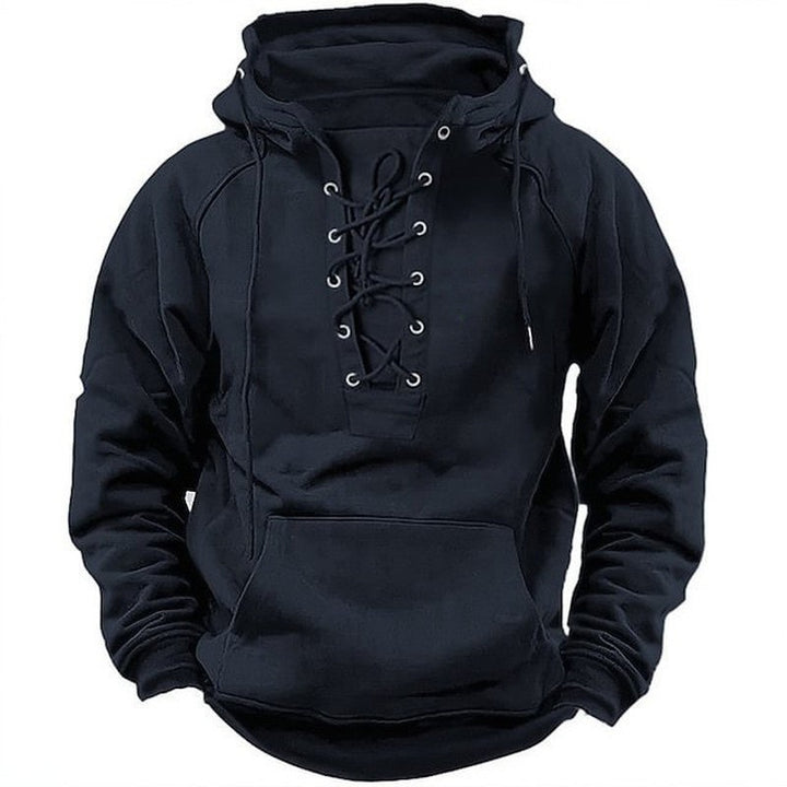 Men's hooded sweatshirt with fashionable lacing and soft inner lining Lisslune