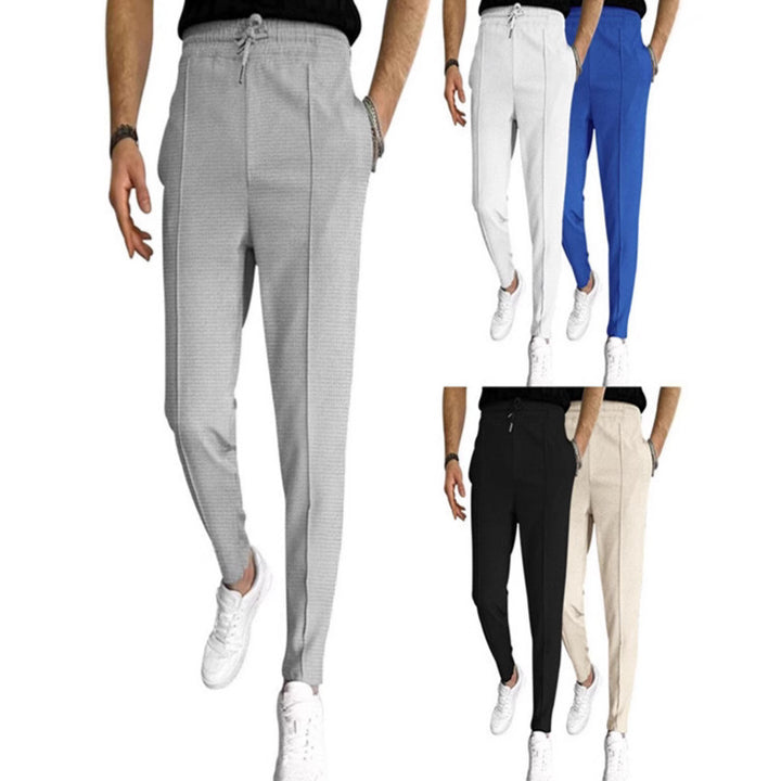 Men's Sporty Chino Pants with Adjustable Waist and Fine Pattern Lisslune