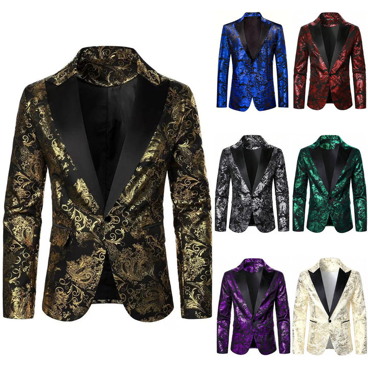 Men's elegant velvet blazer with floral pattern Lisslune
