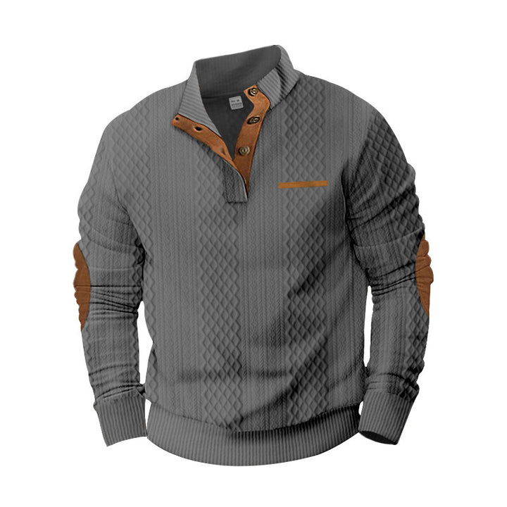 Men's knitted sweater with modern collar and textured surface Lisslune