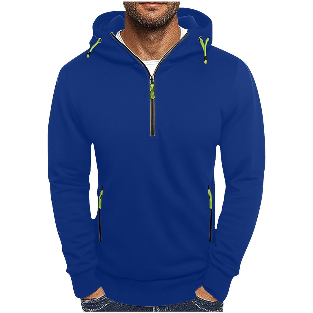 Men's fashionable hoodie with two pockets and half zipper Lisslune