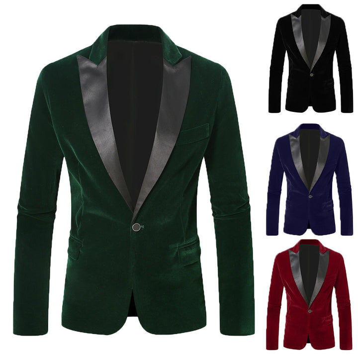 Men's elegant velvet blazer with satin collar section Lisslune