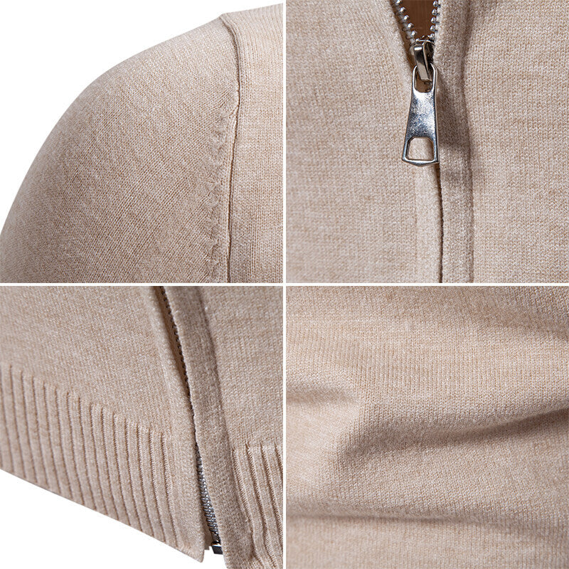 Men's cardigan with modern stand-up collar and functional zipper Lisslune
