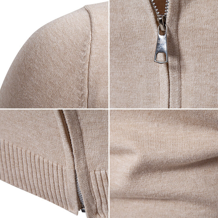 Men's cardigan with modern stand-up collar and functional zipper Lisslune
