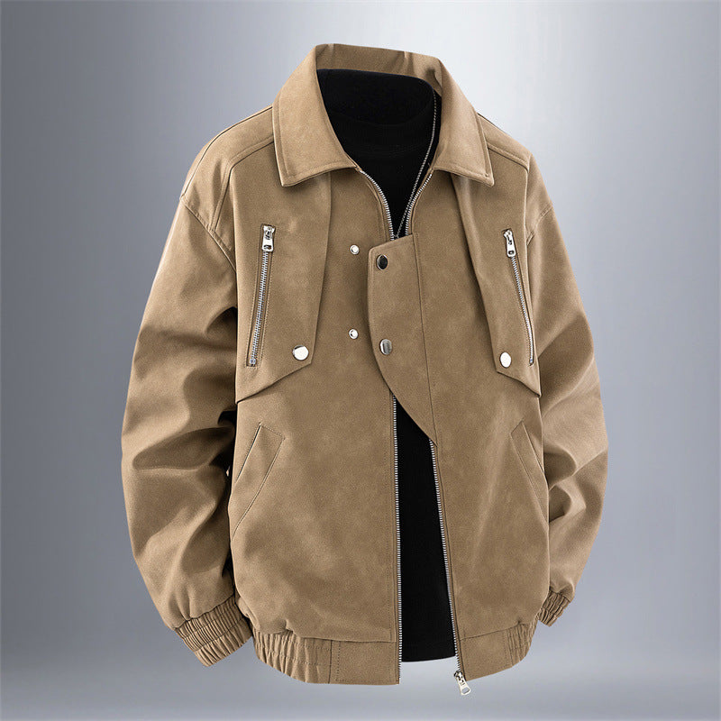 Men's Stylish Faux Leather Jacket with Practical Zip Pockets Lisslune