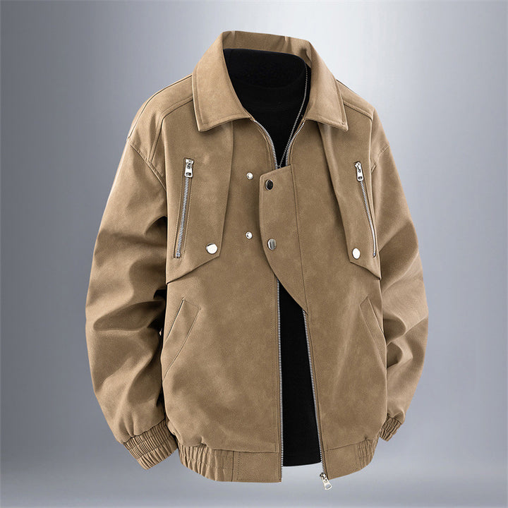 Men's Stylish Faux Leather Jacket with Practical Zip Pockets Lisslune