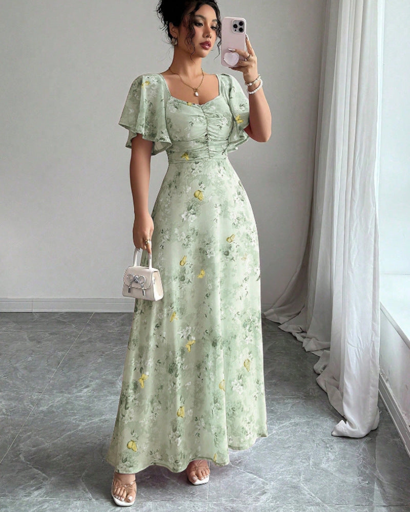 Women’s maxi dress with flowing cut and romantic floral pattern Lisslune