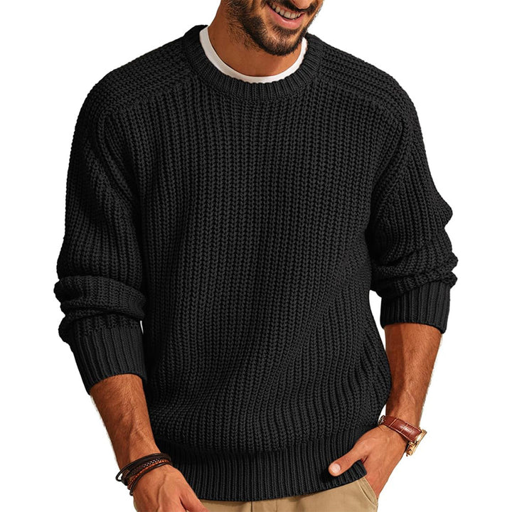Men's chunky knit pullover with crew neckline and casual cut Lisslune