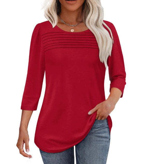 Women's Long Sleeve Shirt with Pleat Details Lisslune