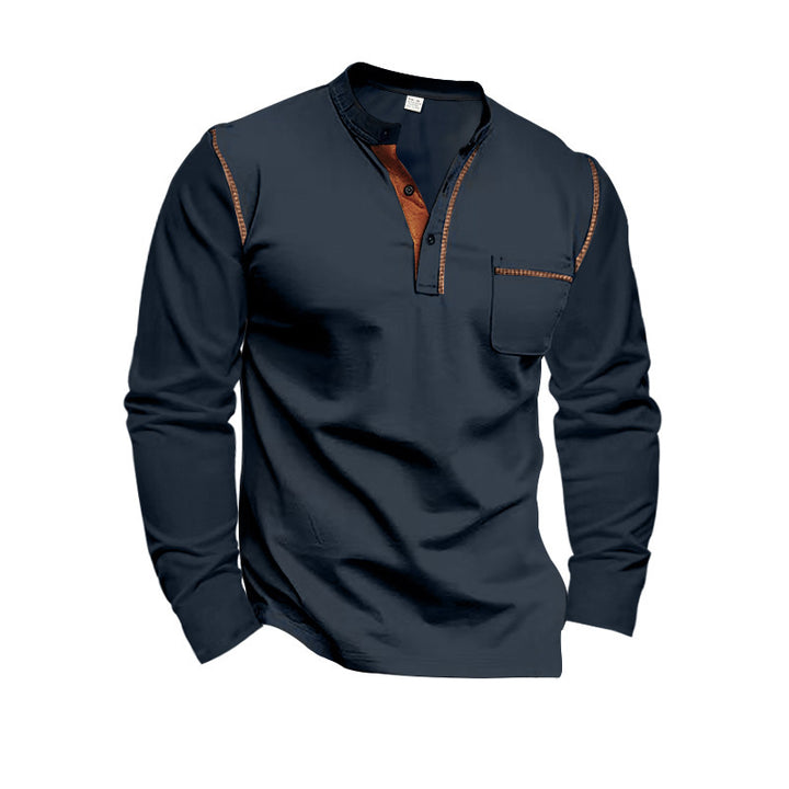 Men's long sleeve shirt with elegant contrast details Lisslune