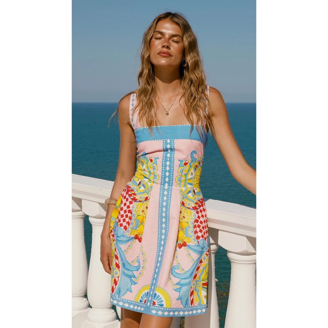 Ladies' mini dress with floral design and strapless silhouette Lune London