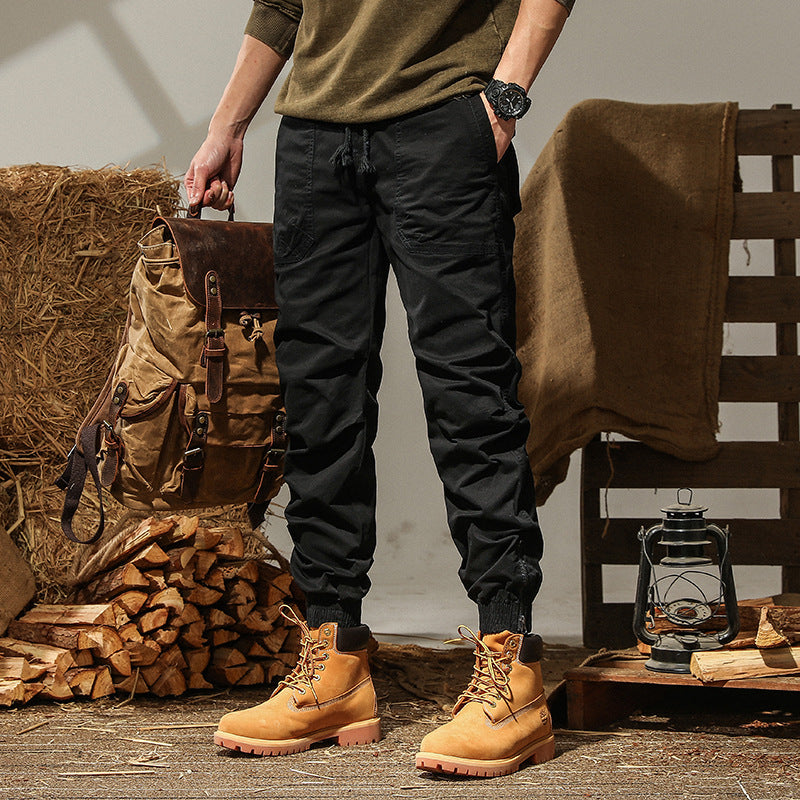 Men's sporty cargo pants with elastic waistband and multiple practical pockets Lisslune