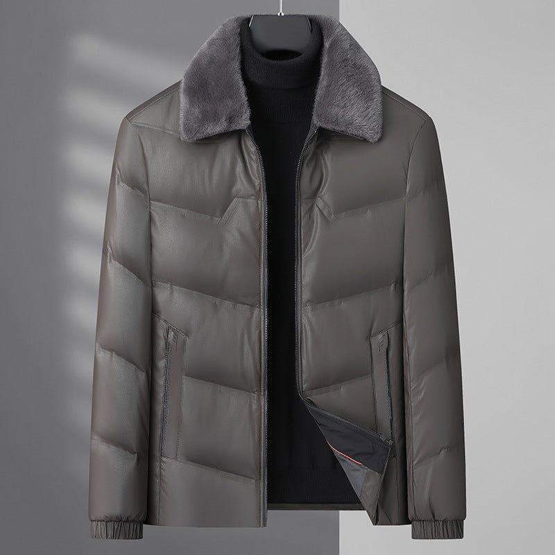 Men's Elegant Quilted Jacket with Velvety Collar Lisslune
