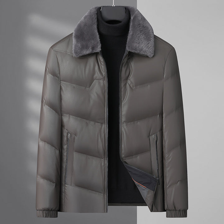 Men's Elegant Quilted Jacket with Velvety Collar Lisslune