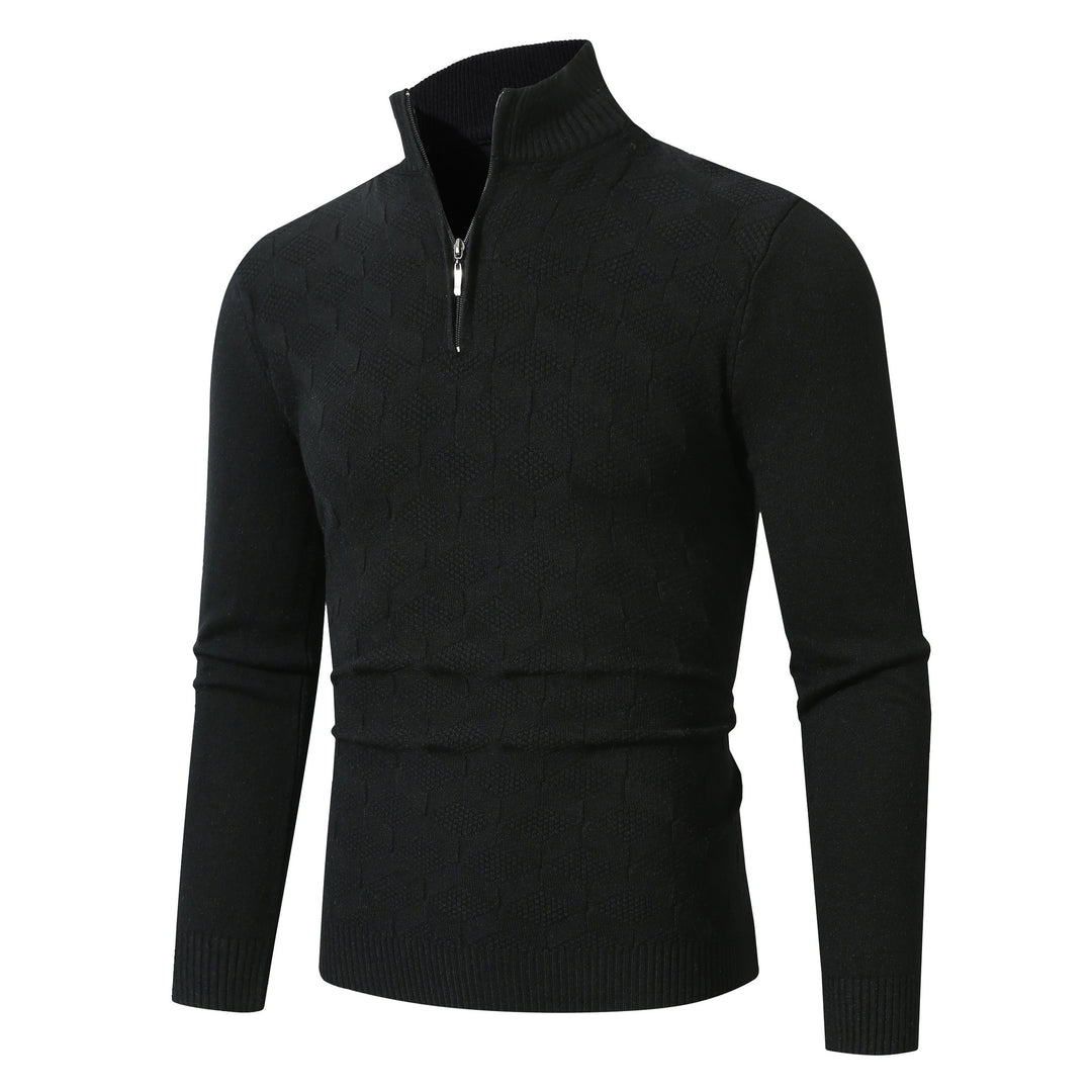 Men's stylish knitted sweater with half zipper and textured design Lisslune