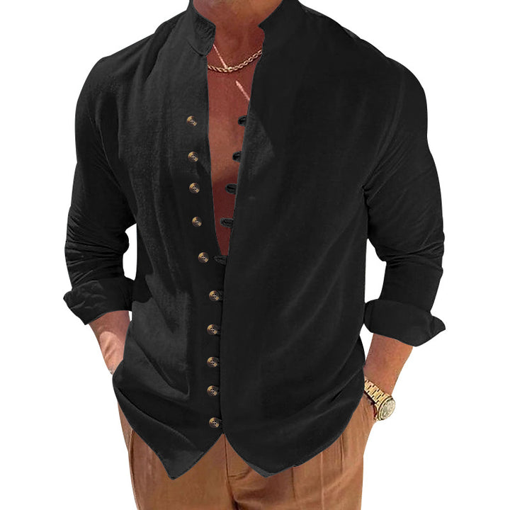 Men's stylish shirt with fashionable buttons and modern stand-up collar Lisslune