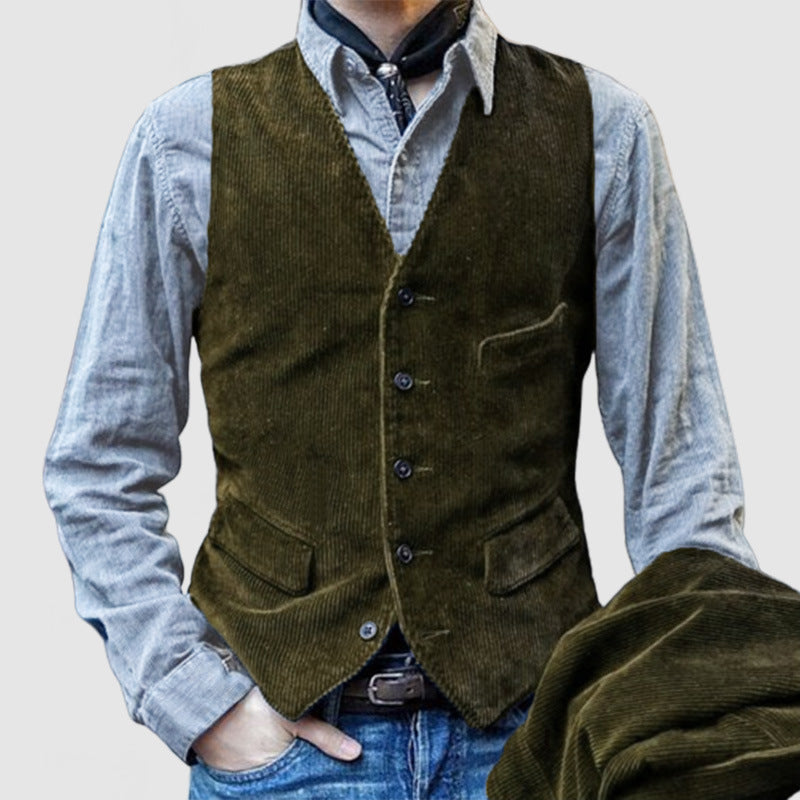 Men's elegant corduroy vest with modern pockets Lisslune