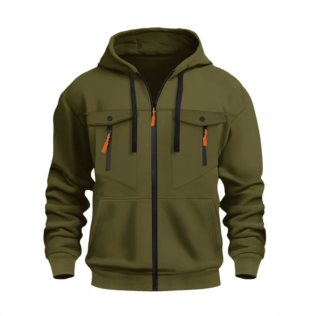 Men's Sporty Hooded Jacket with Practical Zip Pockets Lisslune