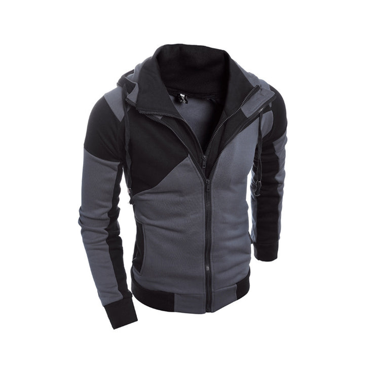 Men's sporty hooded jacket with fashionable color block design Lisslune