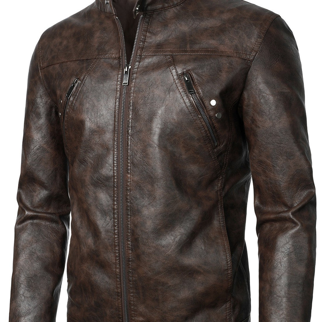 Men's Leather Jacket with Fashionable Design and Practical Pockets Lisslune