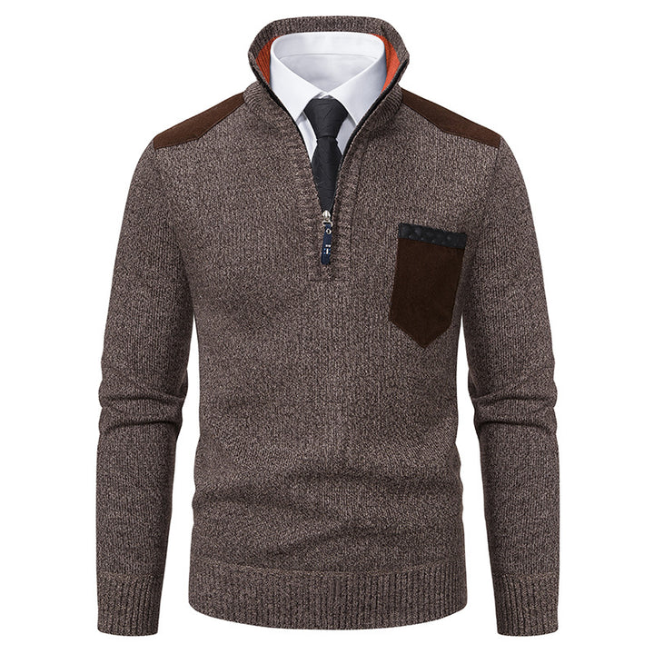 Men's elegant stand-up collar sweater with zipper and textured design Lisslune
