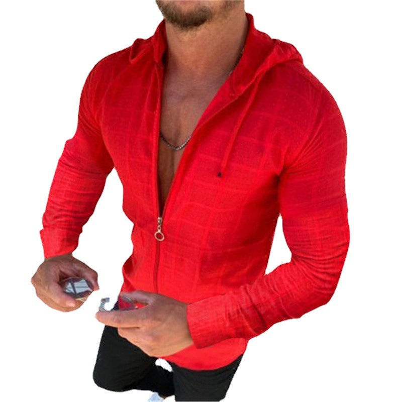 Men's hooded top with innovative zipper and stylish design Lisslune