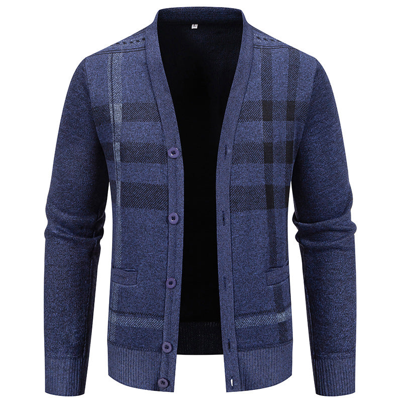 Men's cardigan with fashionable check pattern and practical buttons Lisslune