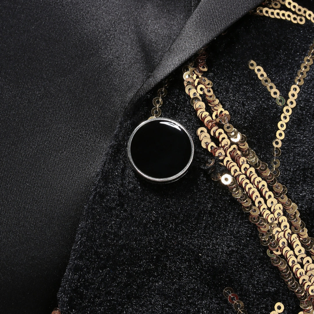 Men's luxurious sequin tuxedo blazer with floral design Lisslune