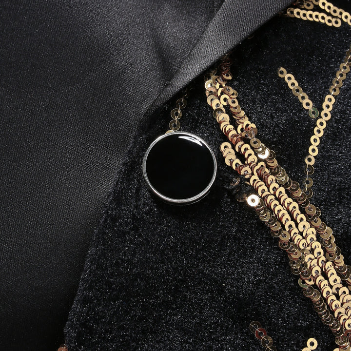 Men's luxurious sequin tuxedo blazer with floral design Lisslune