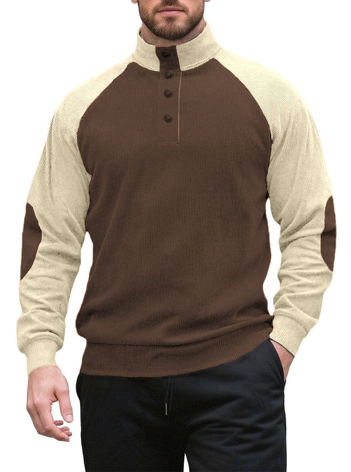 Men's knitted sweater with modern stand-up collar and button placket Lisslune