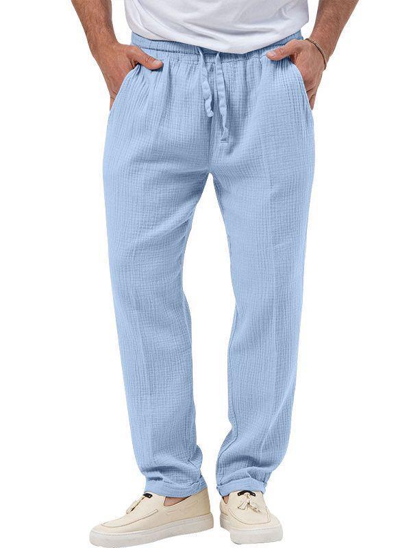 Men's casual linen pants with elastic waistband and practical side pockets Lisslune