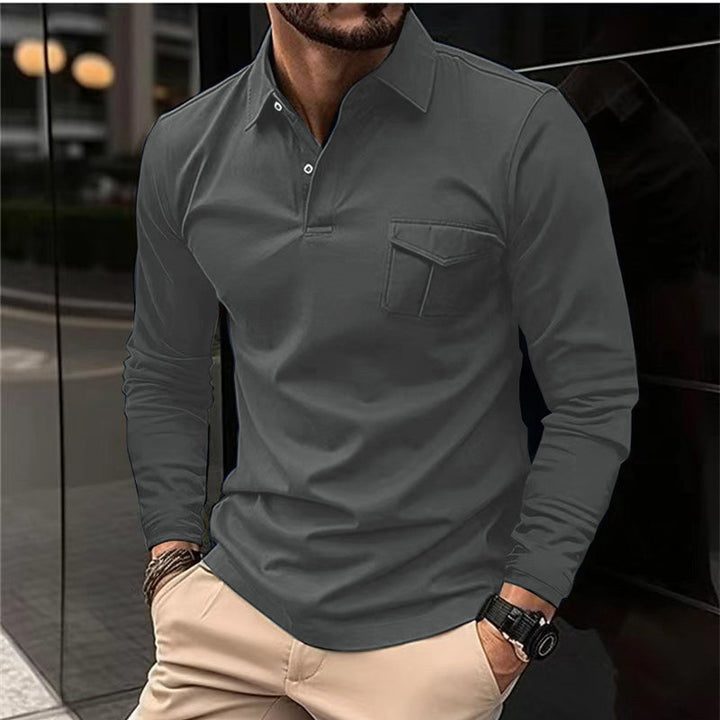 Men's casual long sleeve shirt with practical chest pocket Lisslune
