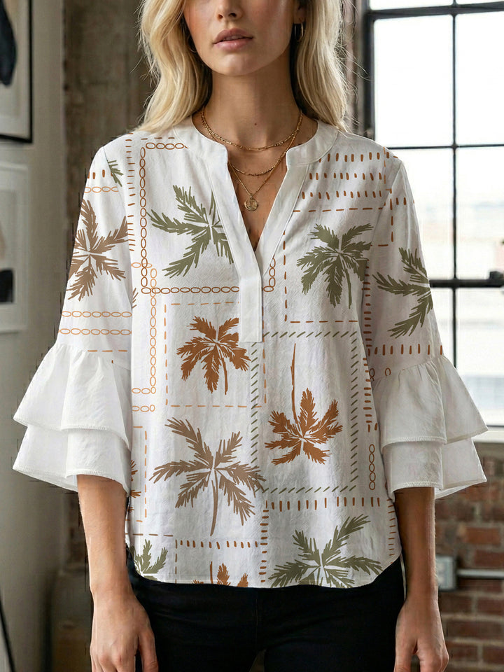 Women's blouse with ruffle details and eye-catching animal print Lisslune