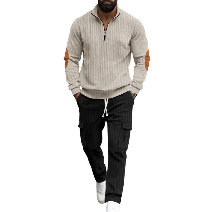 Men's sporty leisure set with zipper and practical pockets Lisslune
