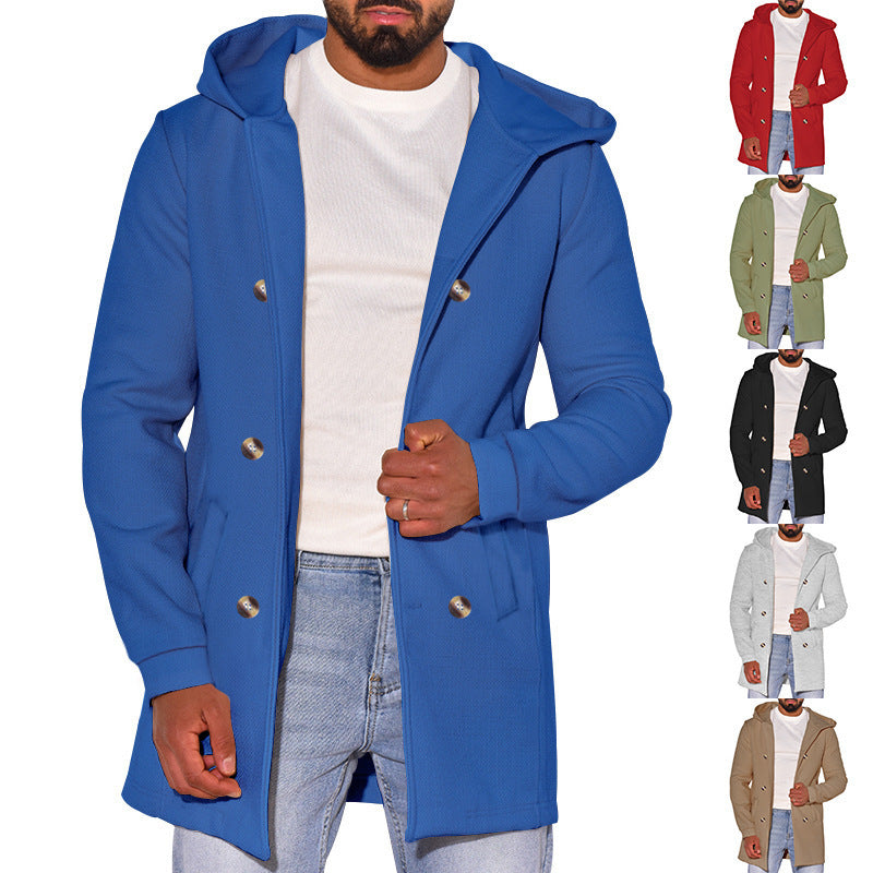 Men's fashionable coat with removable hood and double button placket Lisslune