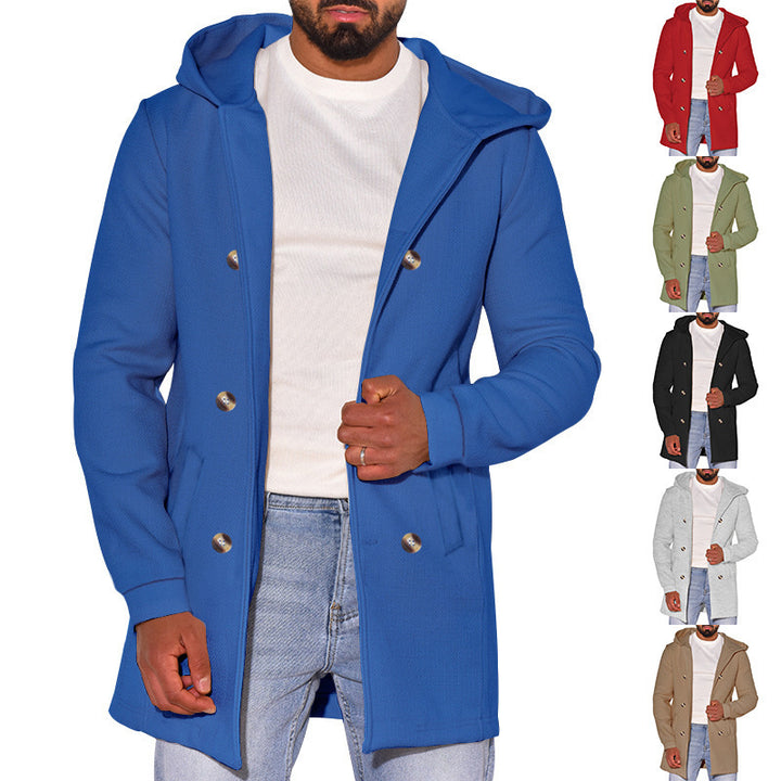 Men's fashionable coat with removable hood and double button placket Lisslune